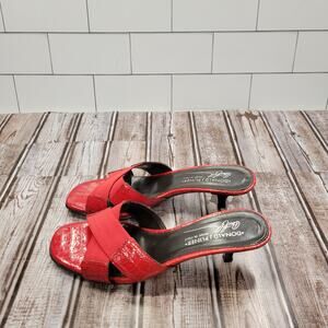 Donald J Pliner Vone Red Leather Slide Heel Sandals Women’s Size 7 Made Italy